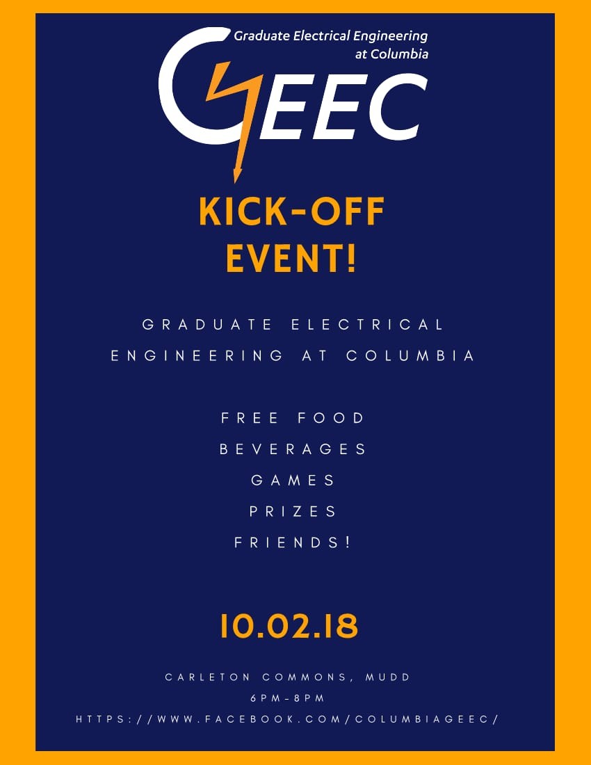 Graduate Electrical Engineering at Columbia Kick-Off Event Flyer