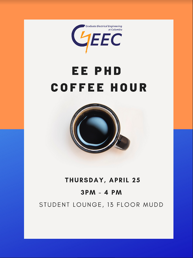 Flyer for the 04/25/2019 Ph.D. Coffee Hour