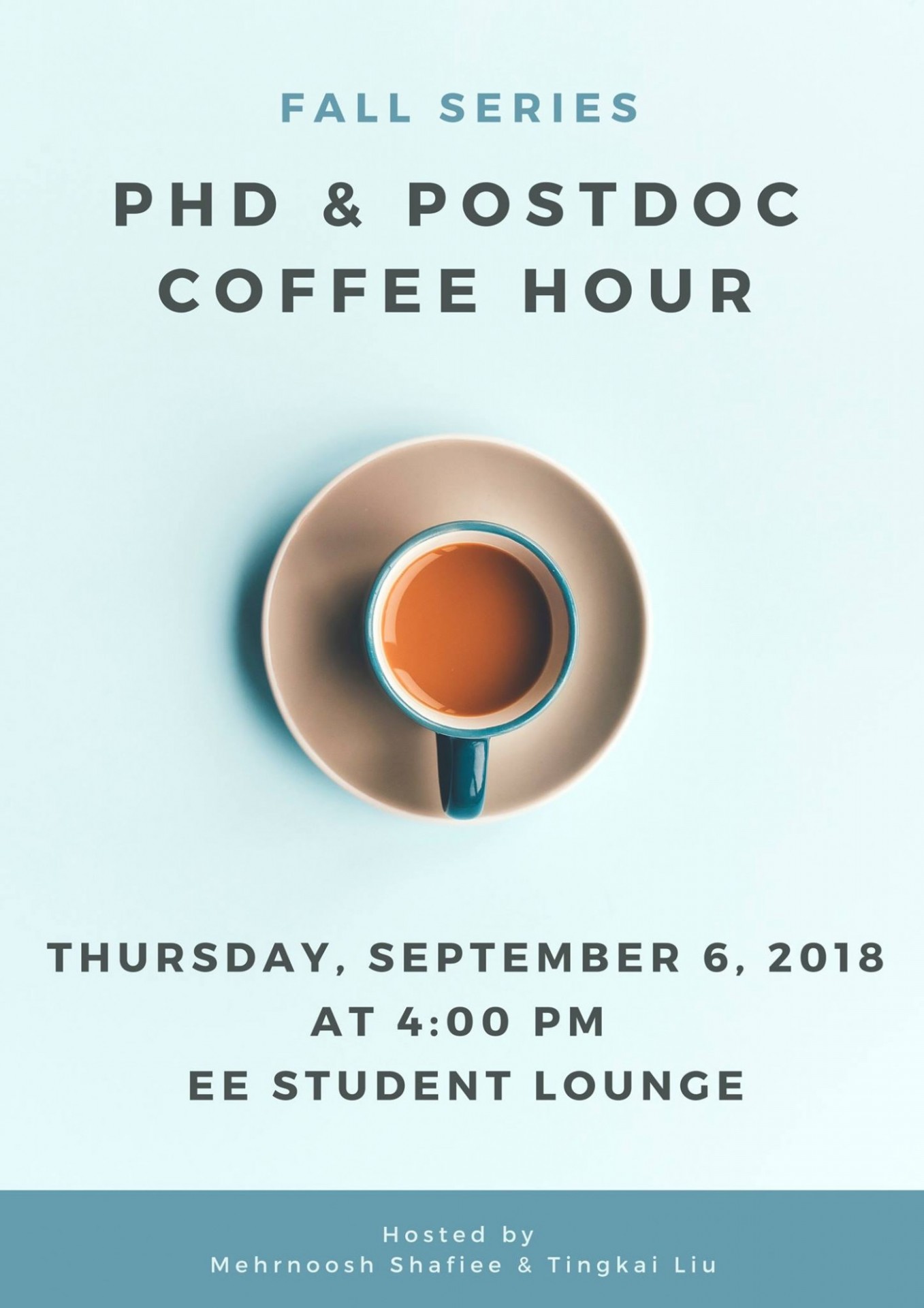 PhD + PostDoc Coffee Hour Event Flyer