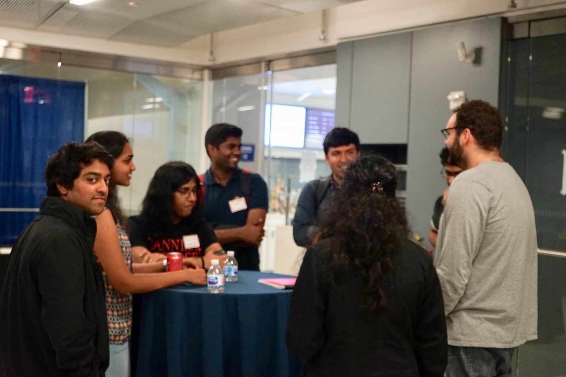 Graduate electrical engineering students socializing at the Graduate Electrical Engineering at Columbia kick-off event