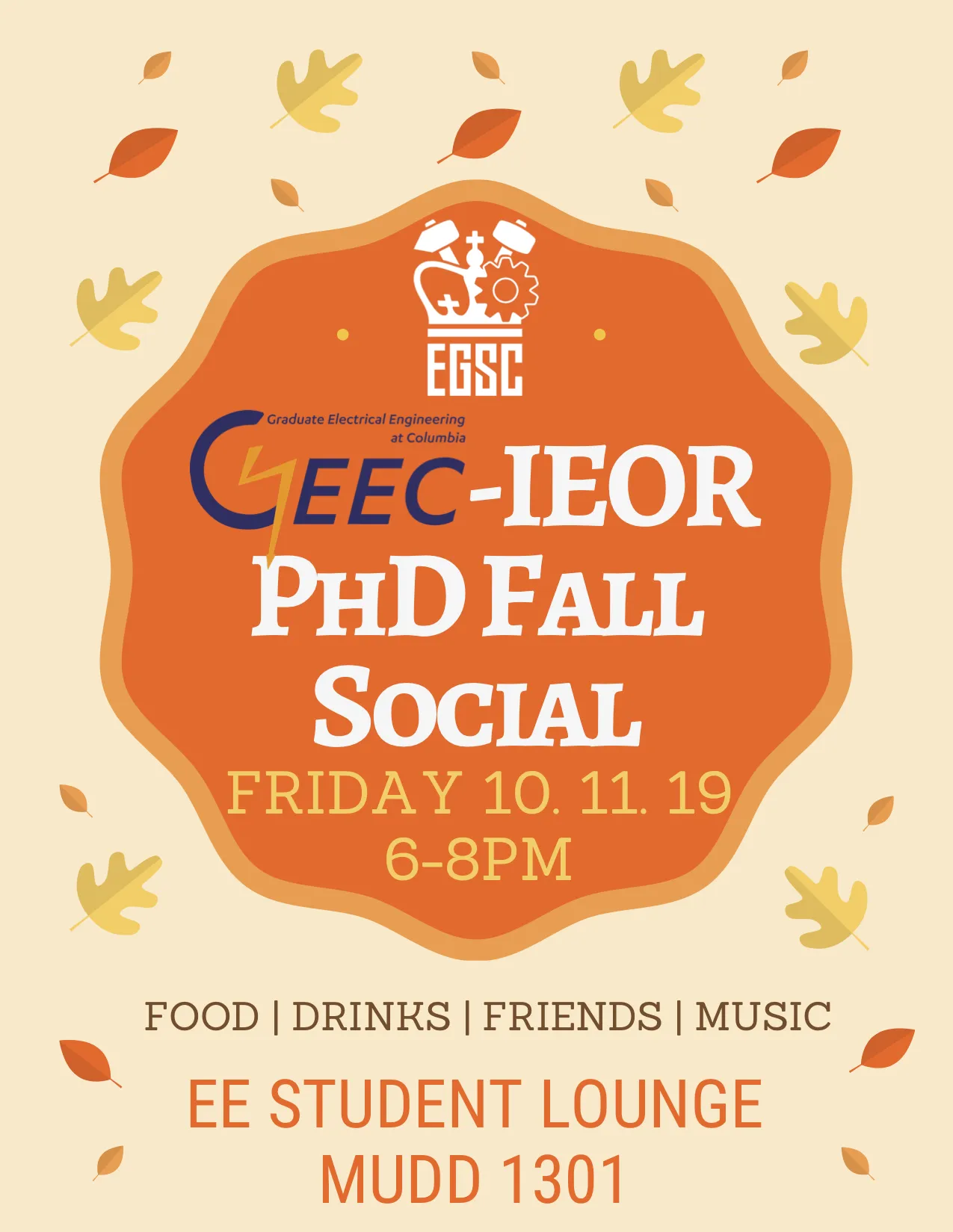 GEEC & IEOR Fall 2019 social flier