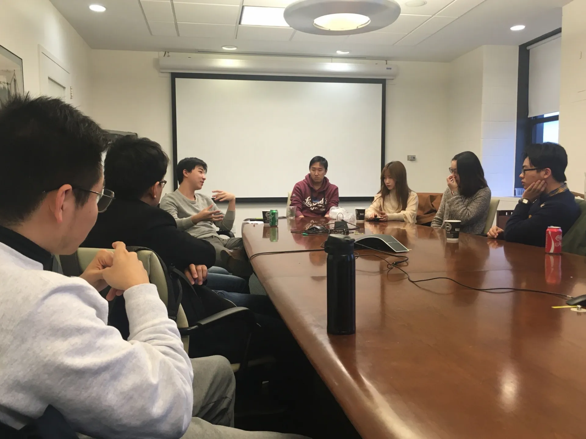 Students gathered around for the Path to Ph.D. panel - November 26, 2019