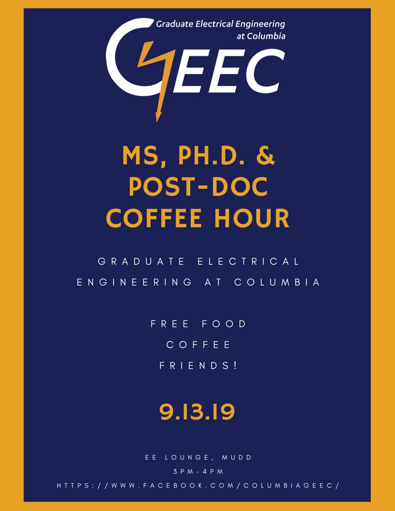 September 09, 2019 MS + PhD Coffee Hour Banner