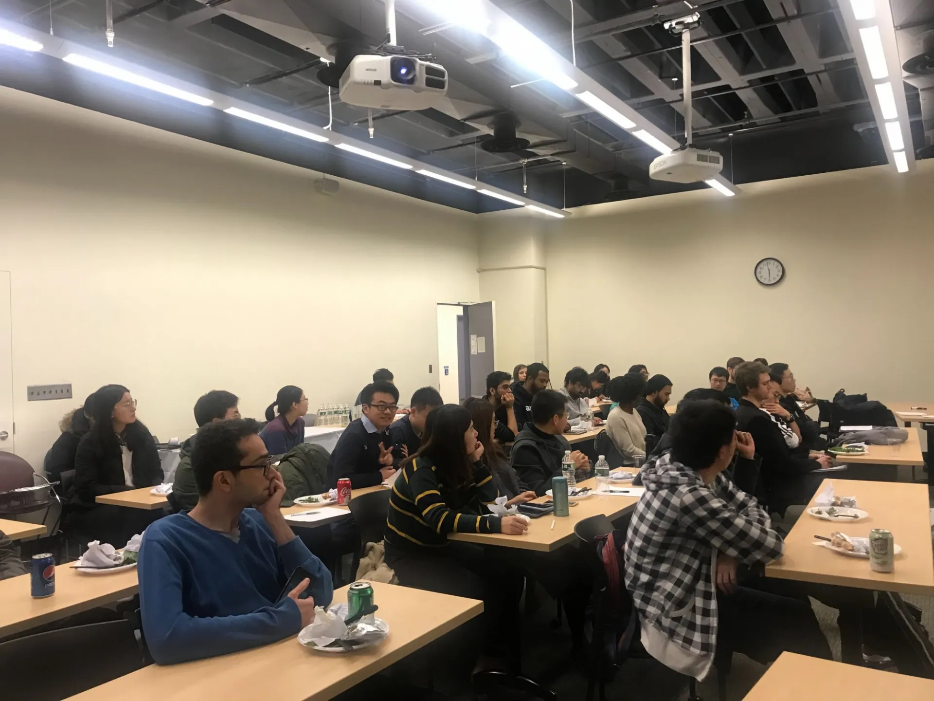 Students attending the internship panel