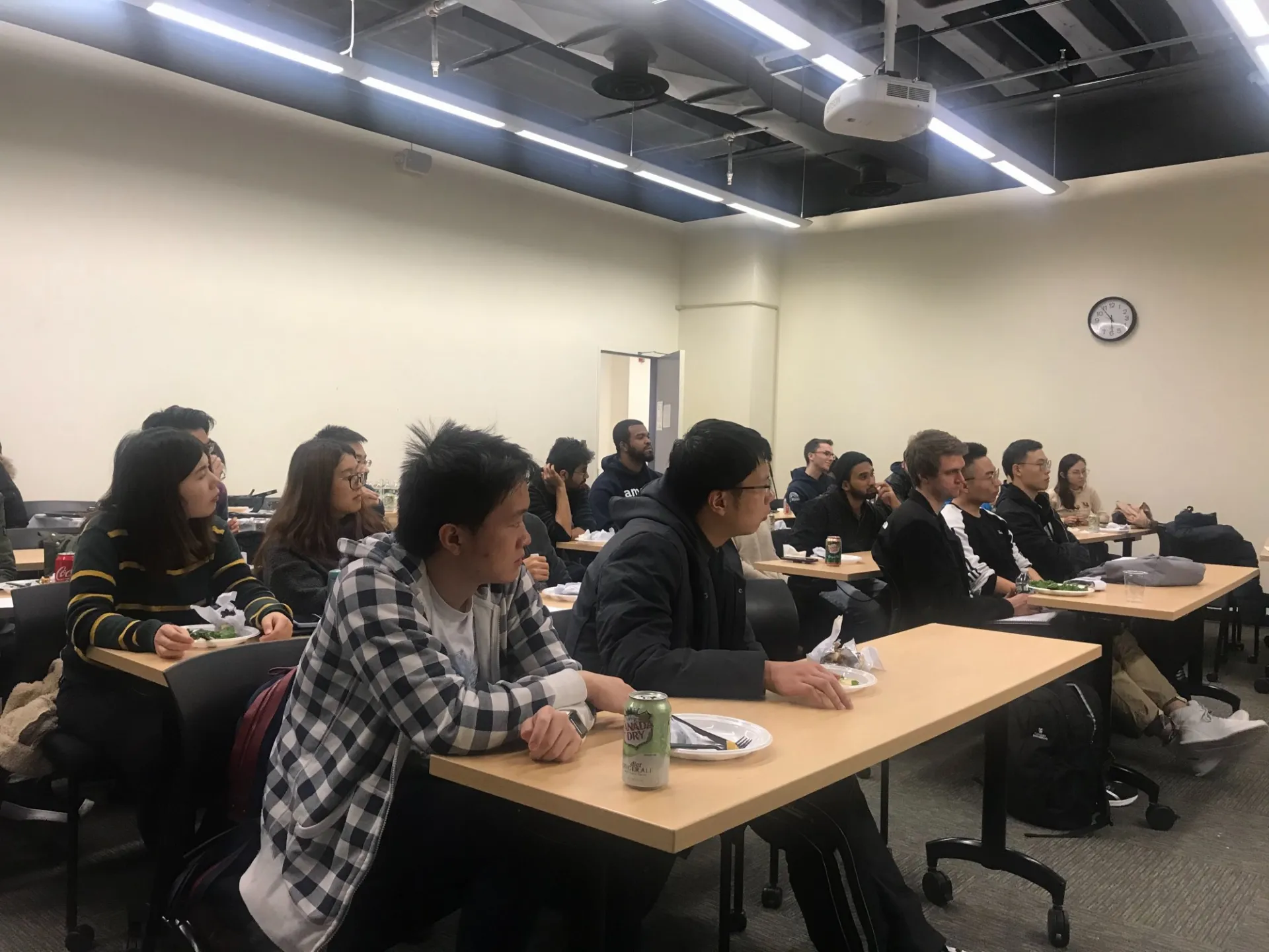 Students attending the internship panel