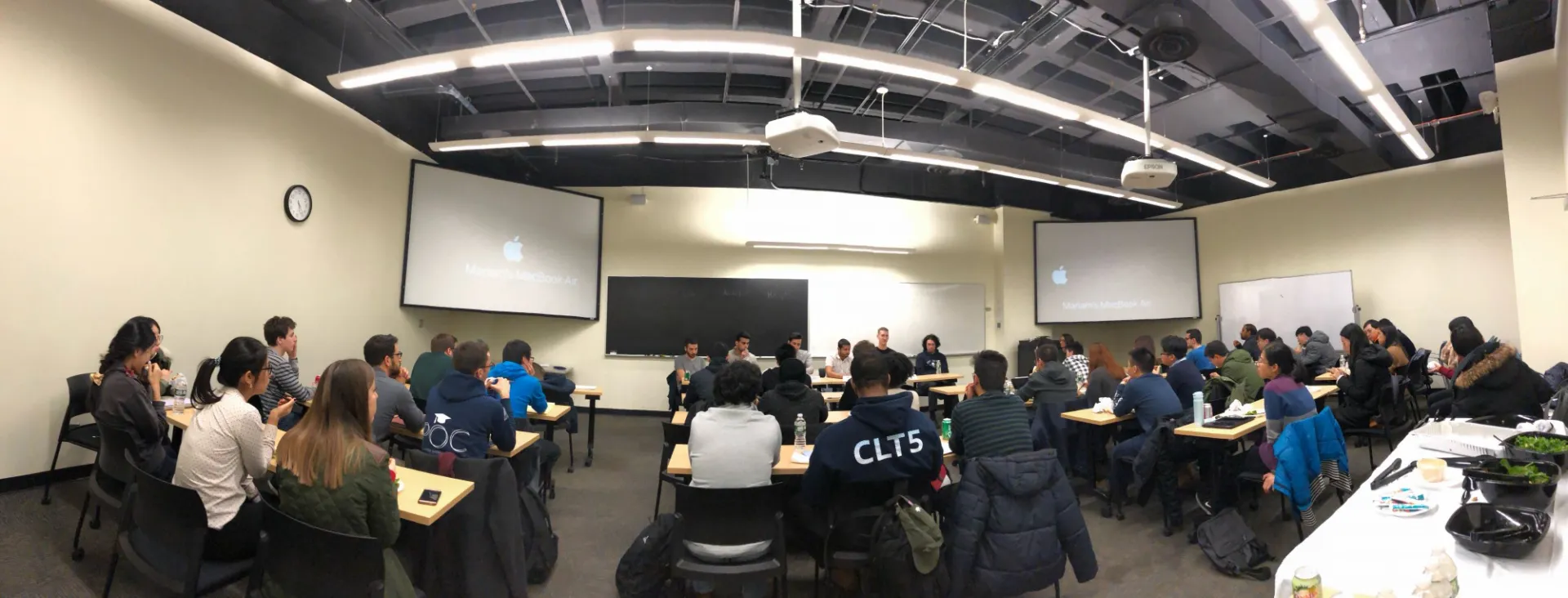 Students attending the internship panel